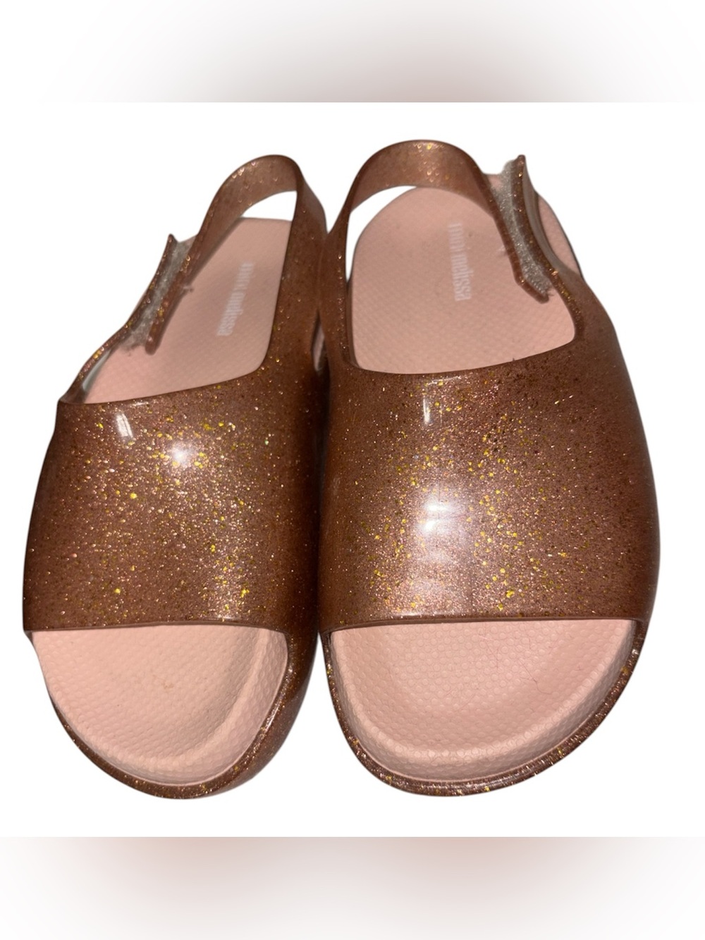 Melissa Pink Gold Glitter Slide Sandals Little Girls USA Size 10